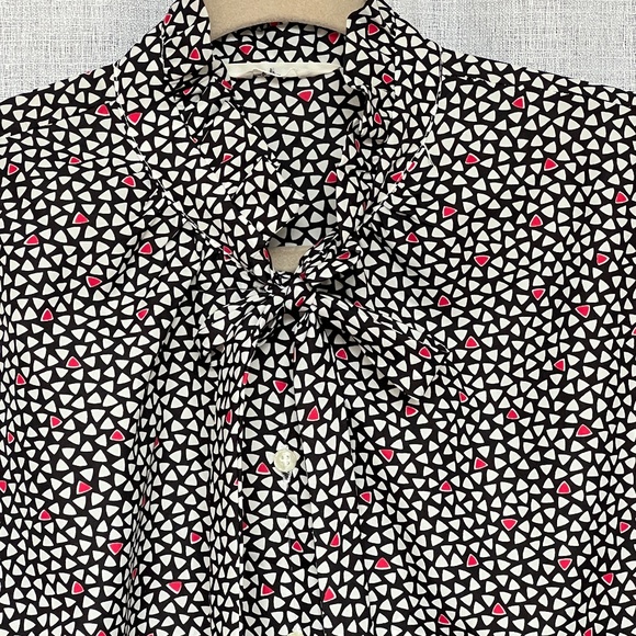 Vintage 70s Lady Manhattan Secretary Ruffle Neck Button Up Blouse Size 18 Black - Picture 2 of 5